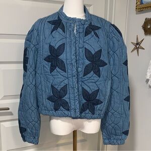 Free People Blue Quilted Jacket
